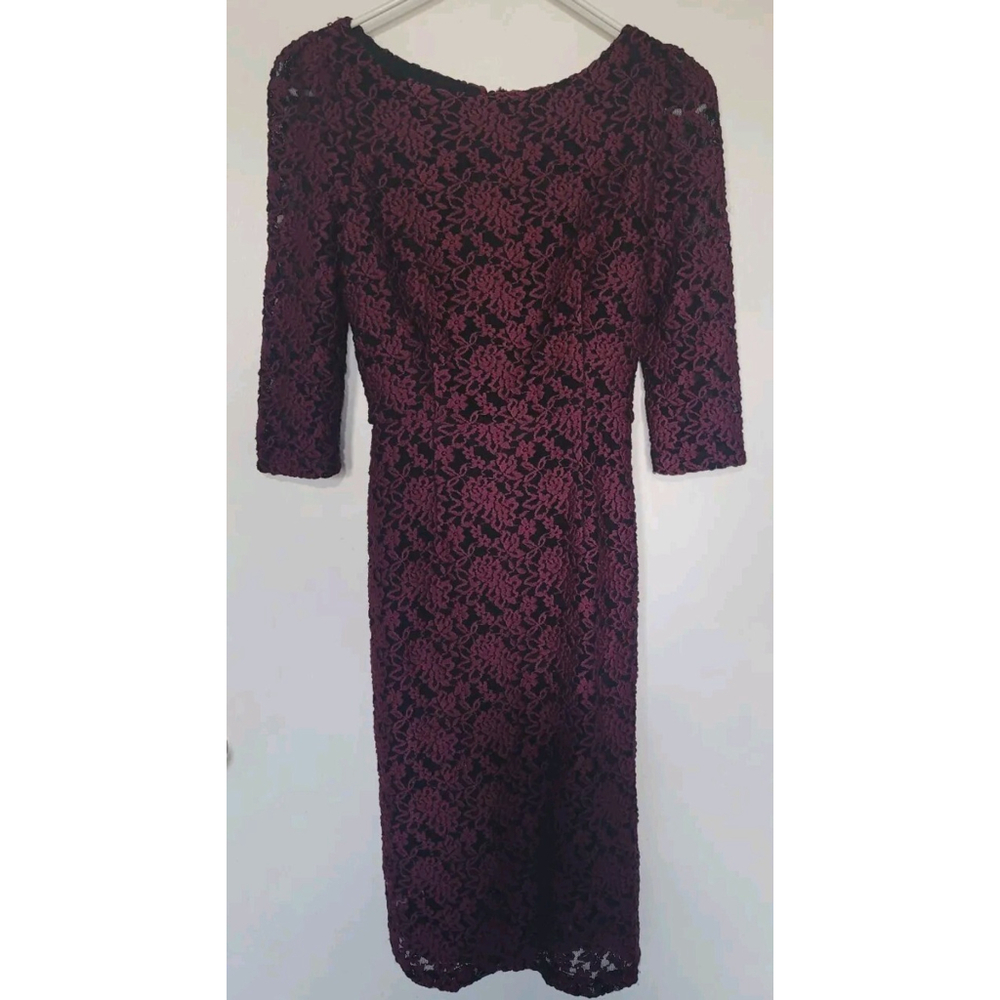Alice & Olivia Burgundy Lace Pattern Knee Length Dress Size 2
